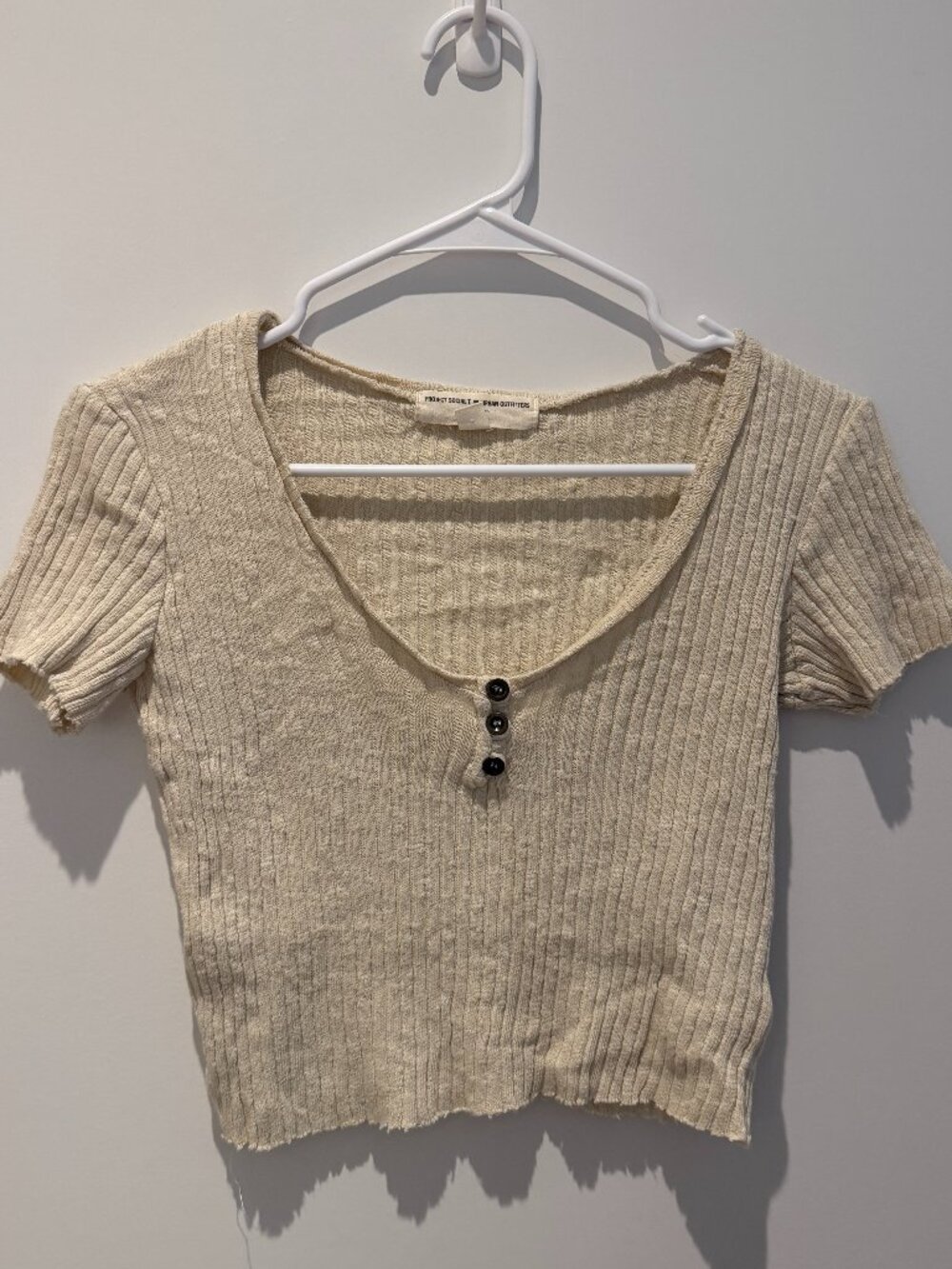 Project Social T x Urban Outfitters Beige textured short sleeve henley